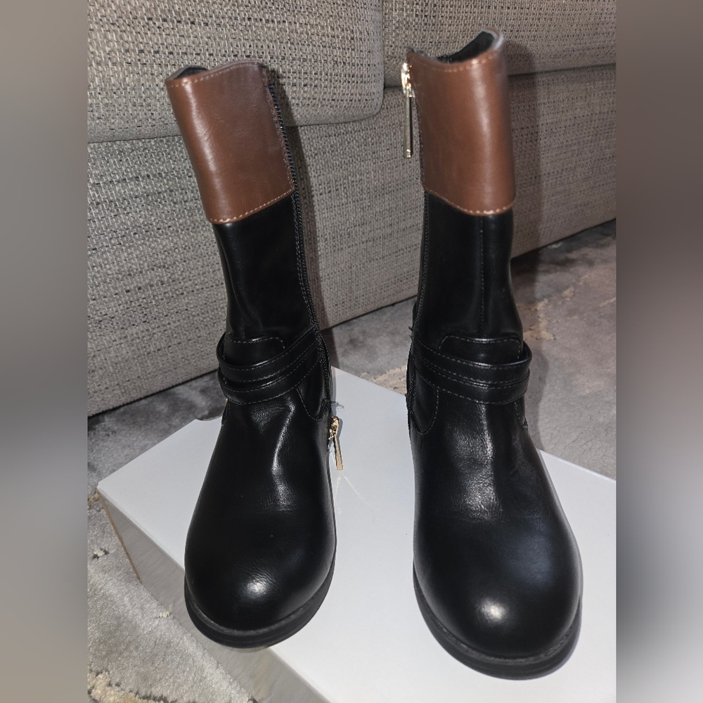 MICHAEL Michael Kors Black and Brown Equestrian Boots